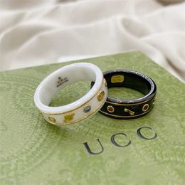 designer jewelry bracelet necklace ring Ancient bee planet black white ceramic trend hemp border ring for men women