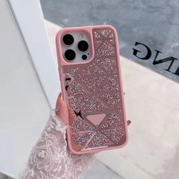 Designer Bling Glitter Diamond Pattern Cell Phone Cases for Mens Womens Apple Iphone 14 13 12 11 Pro Max Sparkling Full-body Mobile Back Covers Fundas Pink