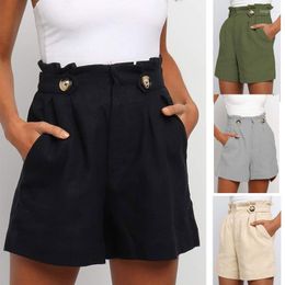 Women's Shorts Casual For Women 2023 Summer European And American Solid Colour High Waist Pleated Loose Straight Leg Pants Sexy Girl