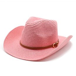 2023 Summer Jazz Hat Western Cowboy Hats Women Men Wide Brim Cap Beach Straw Caps Travel Holiday Sunhat Sunhats New
