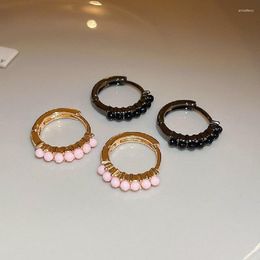 Hoop Earrings Lovelink Exquisite Pink Resin Bead Round Earring For Women Temperament Metal Style Circle Girls Party Gift