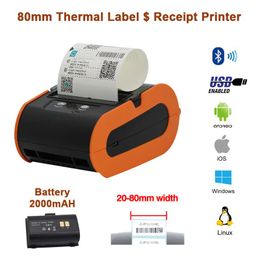 Printers KEFAR Mini Portable Wireless label printer Bluetooth Thermal Label Printer 80mm 58mm Receipt Printer for Ipad Android iOS Office