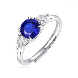 Cluster Rings Trendy 1 Sapphire Gemstone Adjustable For Women Top Quality 925 Sterling Silver 3 Stone Wedding Ring