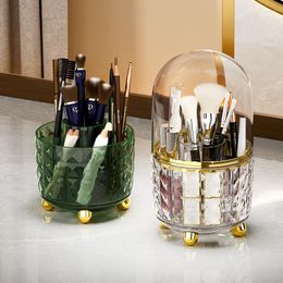 Storage Boxes 360° Rotating Makeup Brush Pen Holder With Lid Dustproof Desktop Cosmetic Organiser Lipstick Box Office Pencil Container