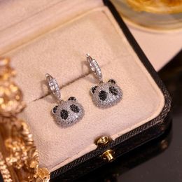 Pretty Panda Stud Earrings Girl Trendy Jewellery Party Silver Plated Copper Cute Cartoon Animals Small Earring Women Gift