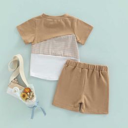 Kleidungssets für Baby-Jungen, 2-teiliges Hosenanzug, kurzärmlig, Patchwork-T-Shirt und Sommer-Kind-Freizeit-Outfit