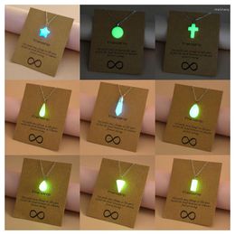 Pendant Necklaces Simple Luminous Beads Necklace Glowing Night Round Star Heart Glow In The Dark For Men Women Hallowen Gifts