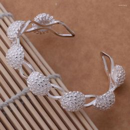 Bangle Silver Colour Exquisite Luxury Gorgeous Fashion Wedding Women Lady Bracelet Charm Stamped Nice Birthday Gift