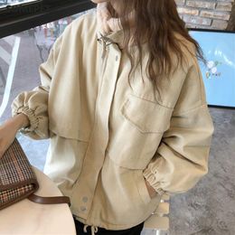 Women's Trench Coats Autumn Winter Warm Plush Jackets Women Korean Style Hairy Stand-up Collar Parkas Female Casual All-match Thick Overcoat