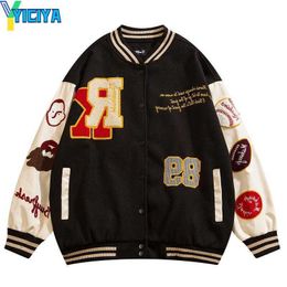 YICIYA Men's Jackets Streetwear 2023 Hip Hop Oversized Vintage Baseball Jacket Letter Ball Embroidery Patchwork Harajuku College Varsity