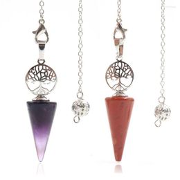 Pendant Necklaces XSM Natural Stone Crystal Cone Pendulum Dowsing Reiki HealingTree Of Life Divination Pendulos Esoteric Amulet Jewelry