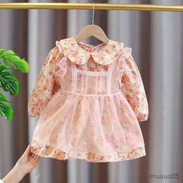 Girl's Dresses Toddler Girls Clothes Spring Pan Collar Floral Princess Birthday Dress for Kids Clothing Children Costumes