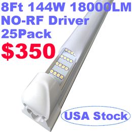 8 -футовые светодиодные лампы, 144W 18000LM 6500K Cold White, Super Bright, T8 T10 T12 Светодиодные светильники, 4 -футовая 8 -футовая светодиодная тубка 270 угол, однокол FA8, замороженная молочная крышка Usalight