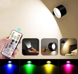 LED Wall Sconces, Wall Lamps with Battery Powered dimming 360 ° Rotating Magnetic Ball, remote Control, RGB night Lights for bedroom Bedside indoor 24LED