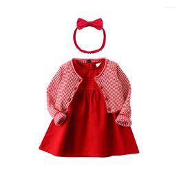 Girl Dresses 2023 Spring Autumn Long Sleeve Baby Girls Dress For Christening Birthday Party Toddler Coat Headband 9 Clothes 6