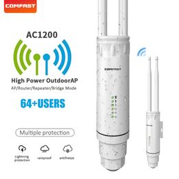 Routers High Power Wireless wifi Repeater AP/WIFI Router 1200Mbps dualband 2*5dBi antennas 360°WiFi coverage outdoor AP CFEW74