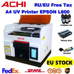 Printers A4 LED Digital UV printer Automatic Flatbed Printer for leather Phone PVC plate/Acrylic plate/Wooden/Metal plate with UV ink