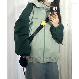 Women's Jackets Deeptown Vintage Harajuku Jacket Women Hip Hop Oversized Y2k Streetwear Track Hooded Couple Korean Fashion Outdoor Coats