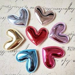 Hair Clips 40PCs PU Leather Fabric Lovely Heart Button Patch Stickers DIY Ornament Accessories Girls Jewelry Decor