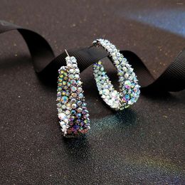 Hoop Earrings Fashion Trendy Colourful Crystal Drop Dangle For Women Jewellery Iridescent AB Rhinestone Party Earring