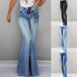 Frauen Hohe Taille Flare Jeans Dünne Denim Hosen Sexy Push-Up Hosen Stretch Bottom Jean Weibliche Casual Jeans weibliche denims