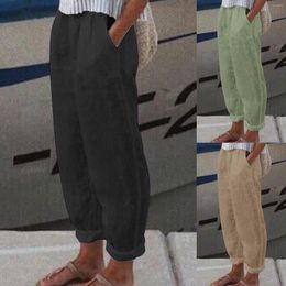 Women's Pants Women Solid Trouser Pant Casual Baggy Elastic Waist Wide Business For Tan Sweatpants