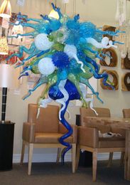 Pendant Lamps Europe Style Hand Blown Glass Chandelier Lighting Blue Color Restaurant Decoration