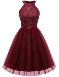 Short Homecoming Dresses Sequins Jewel Zipper Tulle A-Line Party Gowns Princess Plus Size Mini Birthday Prom Graudation Cocktail Party Gowns 38