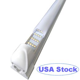 LED Shop Light Tube 4FT 72W 9000LM 144W 18000LM 6500K White Frosted Milky Cover 4 Row Clear Cover Hight Output Linkable T8 Garage 8 Foot with Plugs usastar