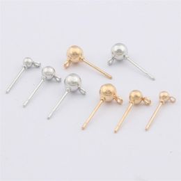 50pcs Eearrings Pin with Hole 3 4 5mm Ball Earring Stud Ear Post Nails Ear Jewelry Findings for DIY Stud Earrings