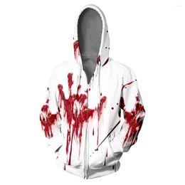 Men's Hoodies 2023 Zipper Hoodie Hip Hop Cosplay Horror Halloween Colorful 3D Sweatshirt Cool College Style Accessories