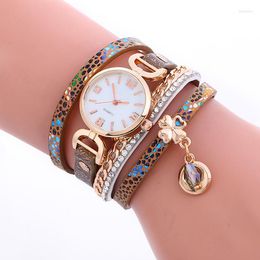 Wristwatches 100pcs/lot 918022 Big Diomand Pendant Wrap Around Watch Strap Long Leather Quartz Elegance Wholesale