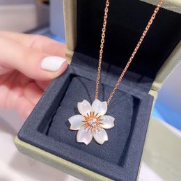 Chains 2023 Brand Pure 925 Sterling Silver Jewellery For Women Mother Of Pearl Diamond Pendant Necklace Lovely Design Fine Luxury