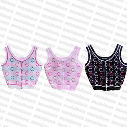 Women Knits Tank Top Breathable Knitted Vest Summer Sport Tops Yoga Top Letter Jacquard Vests