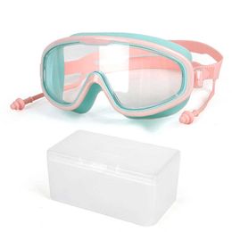 Goggles Professional Swimming Goggs for Children Swim Glasses Earplugs Adjustab Waterproof Anti Fog UV Protection Kids Swim Eyewear AA230530