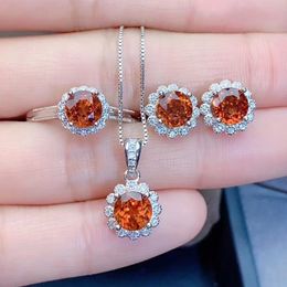 Classic Flower Topaz Jewelry set 925 Sterling Silver Promise Party Wedding Rings Earrings Necklace For Women Birthday Jewelry