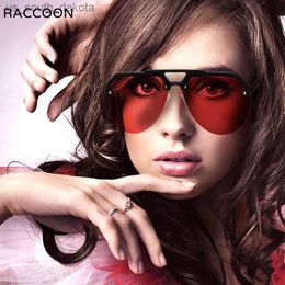 Sunglasses Fashion Semi Rimless Pilot Red Sunglasses Women Luxury Oversized Sun Glasses Men Twin Beam Vintage Retro Sunglass Uv400 Eyewear L230523