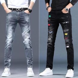 Men's Jeans 2023 High-End Luxury Embroidery Design Korean Style Classic Harajuku Fashion Stretch Slim Fit Boyfriend Casual For Men