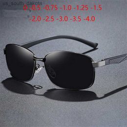 Sunglasses 0 -0.5 -0.75 -1.0 To -4.0 Gray/Blue/Silver Lens Prescription Sunglasses Men Polarised Myopia Lens Square Pilot Sun Glasses Male L230523