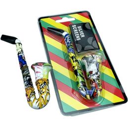 Latest Colorful smoking pipe Saxophone Trumpet Shape Metal Tobacco Hand Filter Cigarette Pipes Smoke Tools Accessories With Mesh Screens