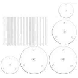 Baking Moulds 2X Cake Plate 5 Stand Base (9/12/16/20/20 Cm) With 15 Dowel Rods Reusable For Tiered Stacked Cakes