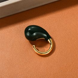 2023 Neuer dunkelgrüner Tropfenglasur-Emaille-Ring für Frauen, französischer Lichttrend, hochwertiger Charm-Schmuck