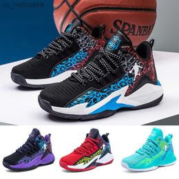 Athletic Outdoor Hot Kids Sneakers Nonslip Wearresistant Children Basketball Shoes Breathable Boys Sneakers Outdoor Mesh Kids Basketball Shoes L230518