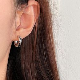 Hoop Earrings PANJBJ 925 Sterling Silver Star Earring For Women Girl Retro Design Hip Hop American Vintage Trendy Jewellery Gift Drop