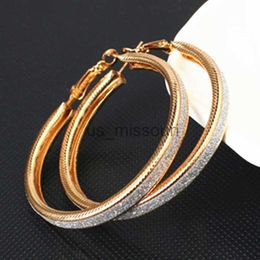 Stud New Large Crystal Hoop Earrings Matte Fashion Simple Round Shiny CZ Big Earring Jewellery For Women Party Gift J230529 J230529