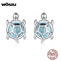 WOSTU 925 Sterling Silver Sea Turtle Tortoise Exquisite Silver Earrings for Women Fashion Korean Wedding Jewellery CTE406