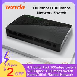 Control Tenda 5/8 Ports Gigabit Desktop Switch Ethernet Smart Desktop Switcher 10xFast Ethernet Network 100/1000mbps Full or Half Duplex