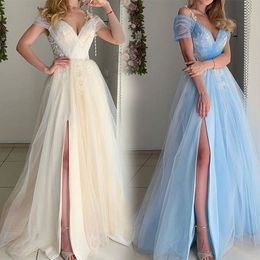 Straps Sweetheart Split Bridesmaid Dress Tulle Floor-length Applique Bridesmaids' & Formal Dresses