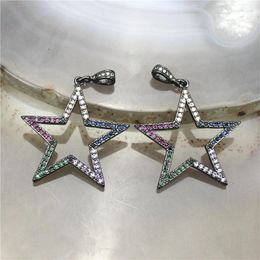 Charms 30mm 10pcs/lot Fashion Colorful Cz Pendant Five-pointed Star Shape Cubic Zircon Charm Earring/necklace Jewelry Component