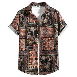 Men's Casual Shirts Mens Vintage Court Floral Beach Hipster Slim Fit Short Sleeve Hawaiian Shirt Men Club Party Vacation Chemise Homme